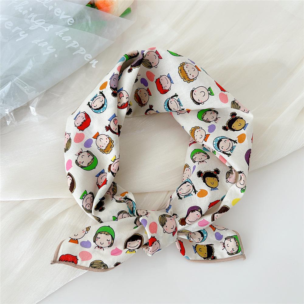 58 Cotton Linen Small Square Silk Scarf for Women - Spring/Autumn/Summer Korean Style Headband & Decorative Scarf