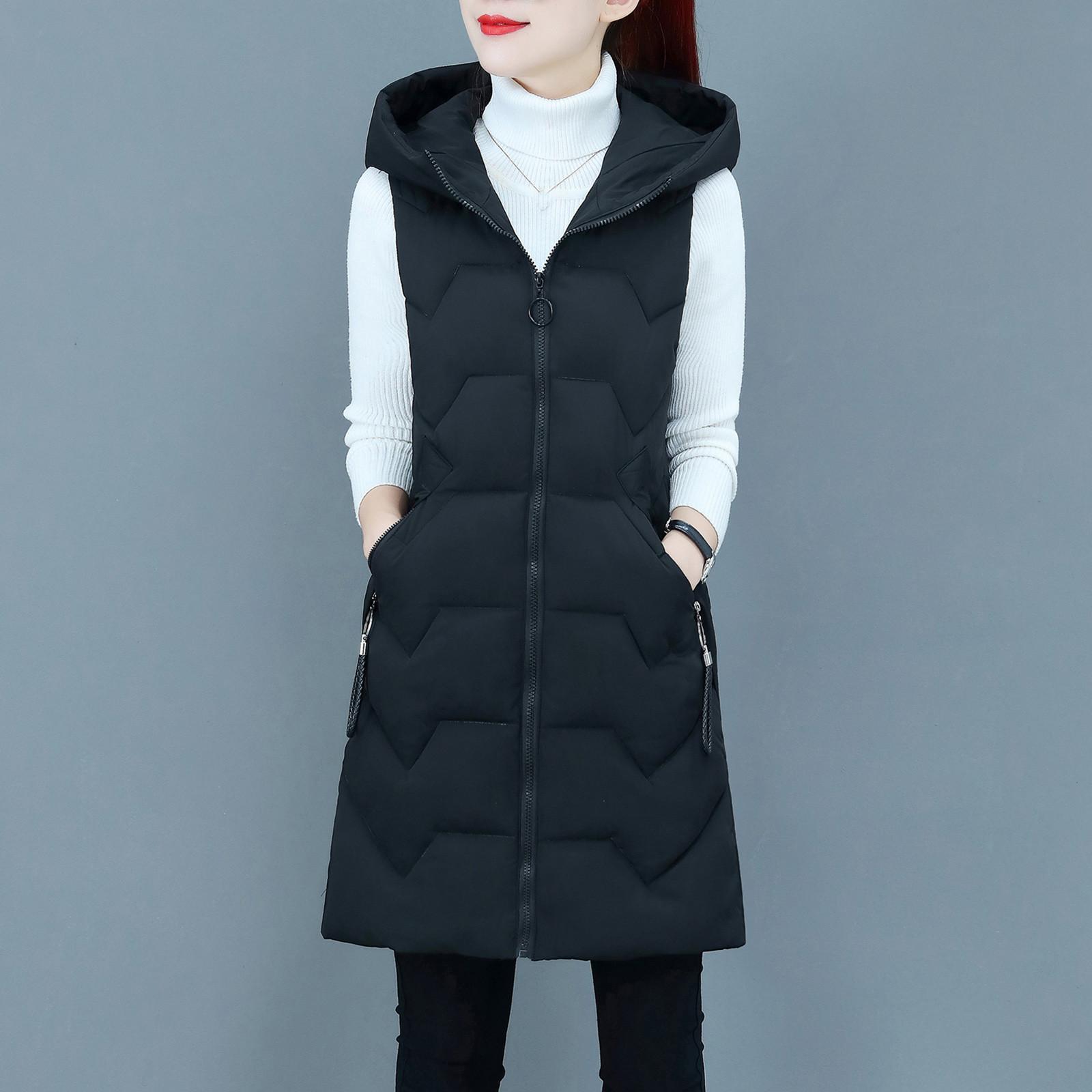 

Модная женская верхняя одежда с карманом, однотонное женское теплое пальто, длинная мягкая тонкая куртка, жилет L чёрный