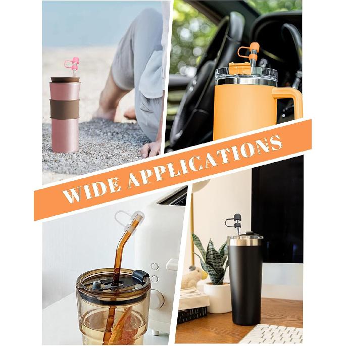20Pcs Modern Straw Cover Cap for Stanley, Cute Silicone Colorful Straw Toppers Reble Covers for 10mm Tumbler Straws