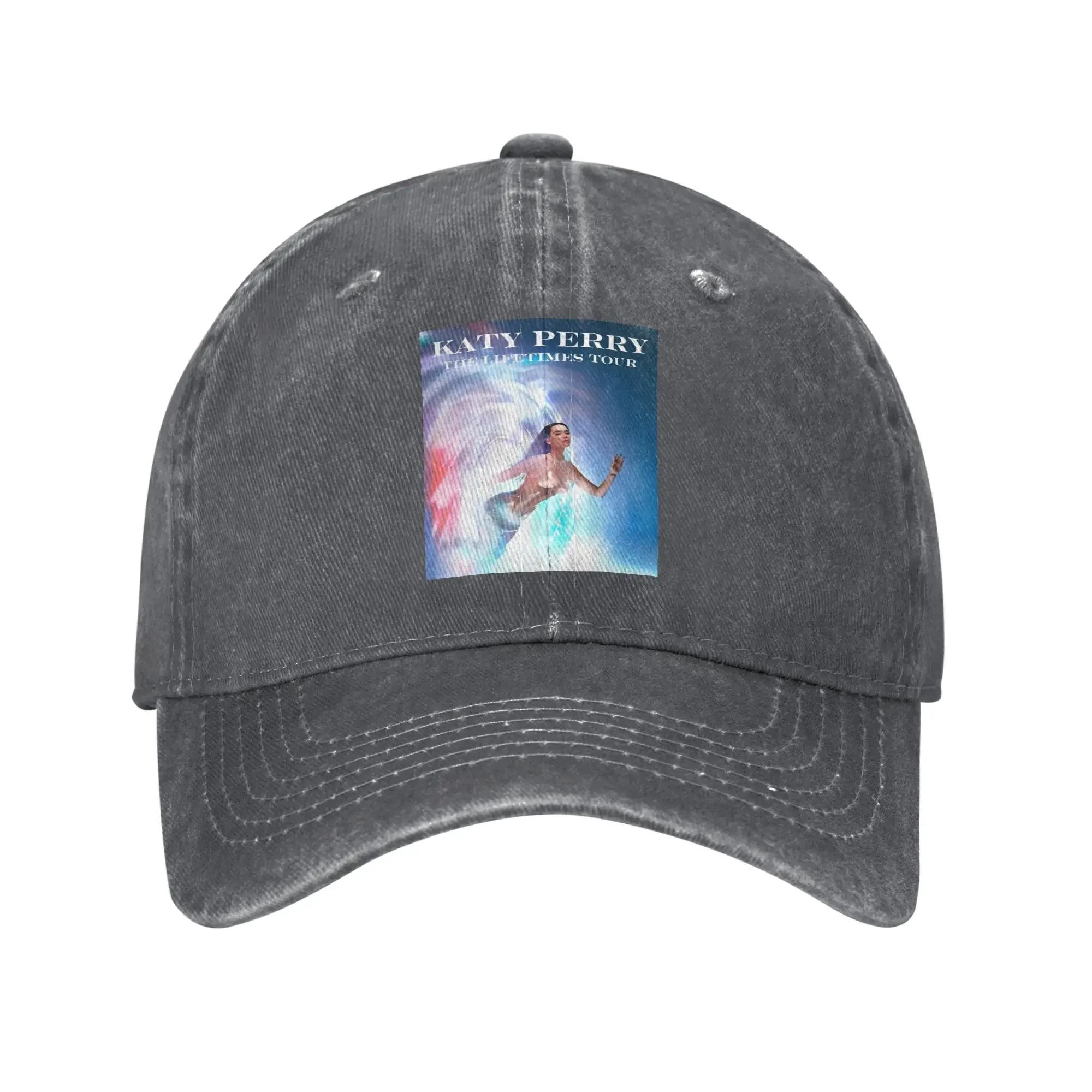 

Vintage Katys The Lifetimes Tour 2025 Perrys Baseball Cap Distressed Denim Sun Cap Singer Music Outdoor Unstructured Soft Hat Adjustable