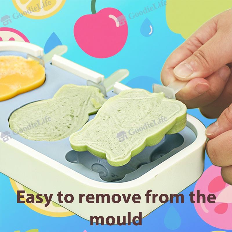 Food Grade Silicone Moulds, Reusable,Silicone Icicle Moulds +6 Reusable Sticks, Silicone Ice Moulds for Kids with Handle, Ice Lolly Moulds with Lid