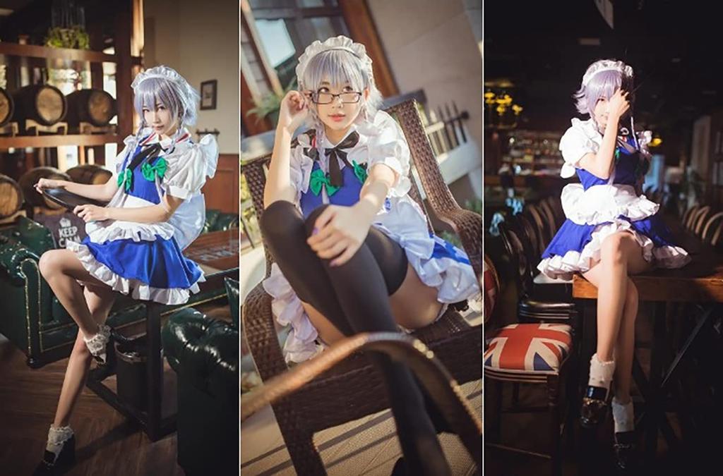 [Milky Time] Sakuya Izayoi Cosplay Wig (Large) from Touhou Koumakyou (Touhou Sakumakyo) - Anime Costume with Watch, Halloween Item