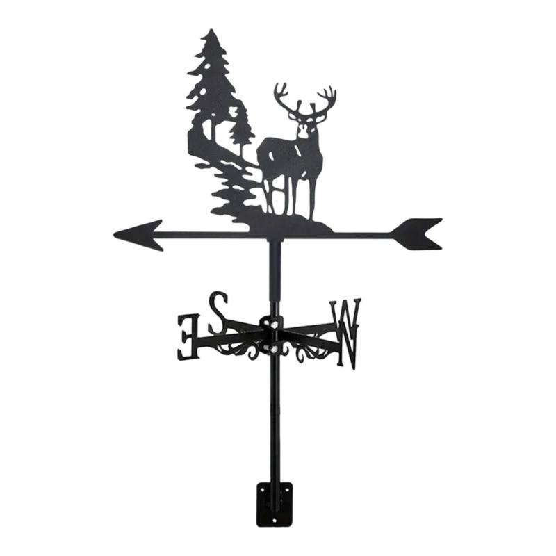 652F Metal Wind Vane Rooster Roof Yard Decoration Weather Vane for Shed Outdoor Direction Light Ground Mount Farmhouse
