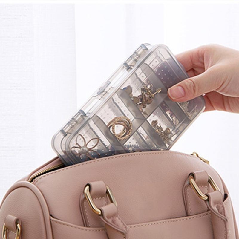 Elegant Jewellery Display Holder Space Saving Jewelry Storage Box Practical 2 Layer Plastic Organizers for Women