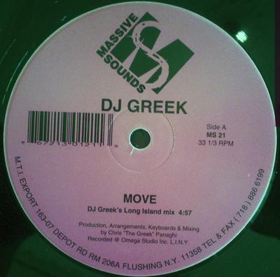 12inch Record DJ GREEK - Move MS21 Massive Sounds 1997 US Dance & Electronica Used
