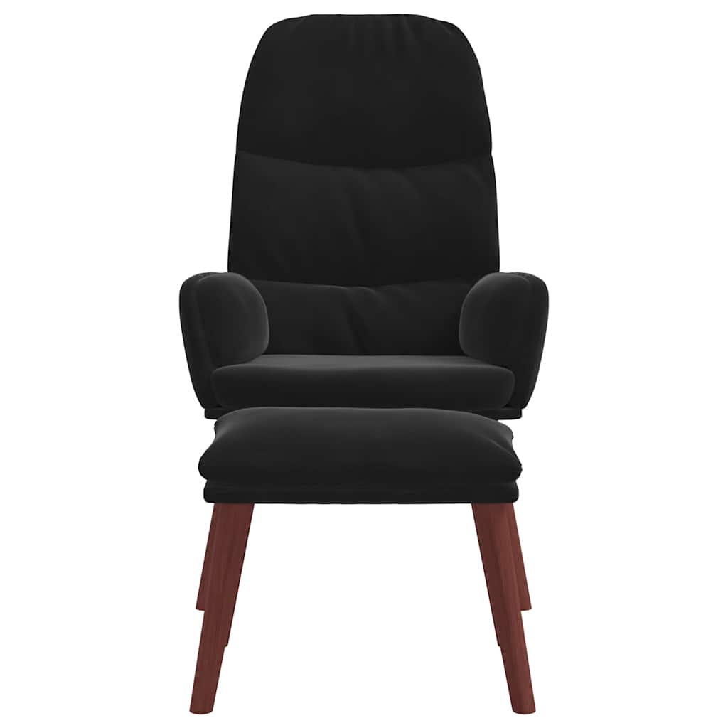 Black Velvet Relaxation Armchair with Footstool