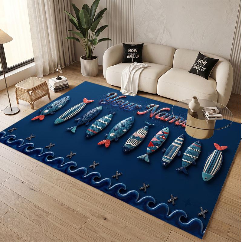 Decorative Artwork Theme Soft Crystal Velvet Rug Custom Name & Text Print Non Slip Floor Rug for Bedroom Living Room