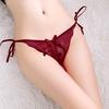 Women's Sheer Lace Open Crotch Thong - Low Waist Tie-Up Plus Size Lingerie