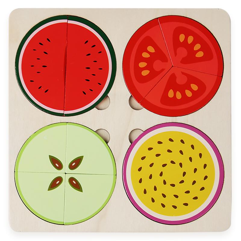Fruit Fraction Board Math Teaching Tool Round Shape Instrument Kids Montessori Early Educational Math Development Toy Gifts