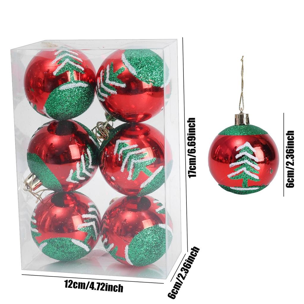 24/6Pcs Christmas Colored Balls Red Green White Spiral Colorful Painted Christmas Ball Xmas Tree Hanging Decoration Supplies