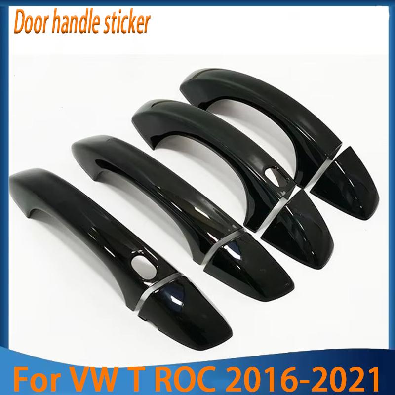 Styling Accessories For VW T ROC 2016- Black Chrome Car Side Door Handle Cover Trim Sticker