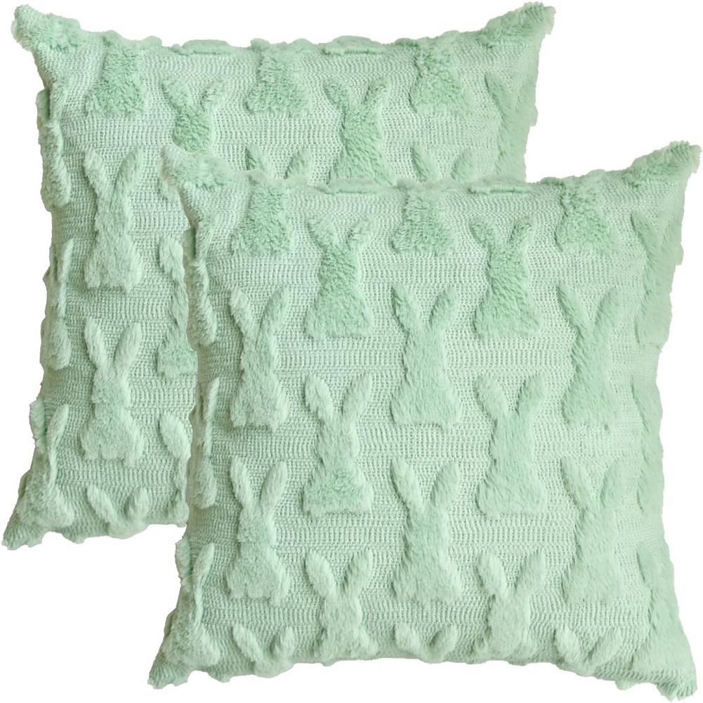 Easter Bunny Throw Pillow Covers Decorative Soft Plush Pillowcase 45x45cm Couch Cushion Case for Easter Decor Couch Sofa Bedroom