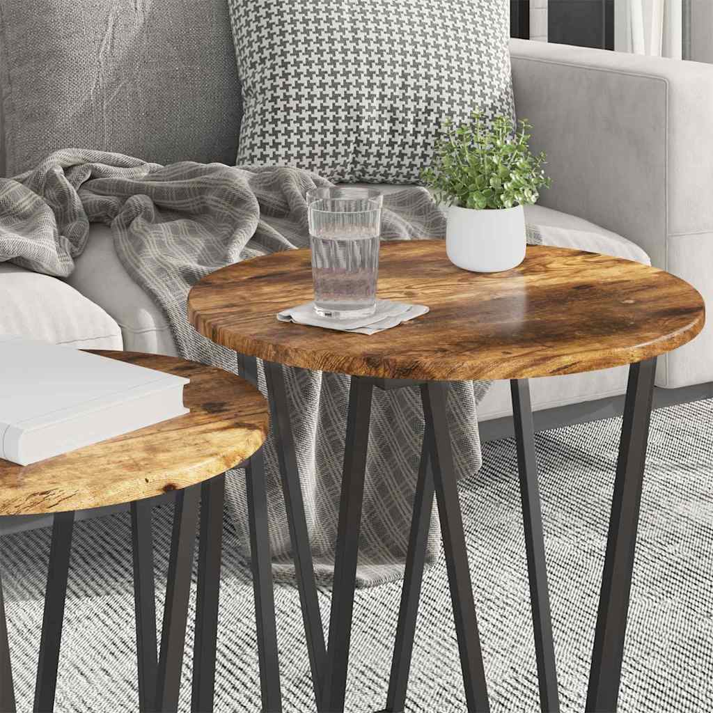 Side Table Set 2 pcs Smoked Oak and Black