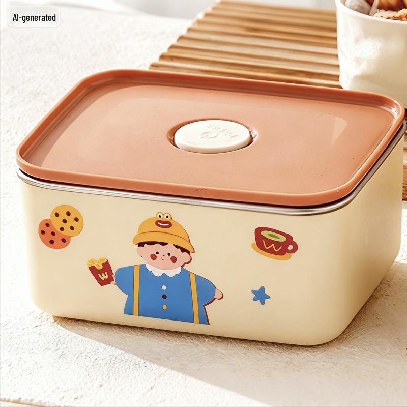 Shengjia 304 Stainless Steel Little Prince Square Lunch Boxes (2-Pack)