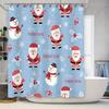 Snowman Santa Claus Christmas Shower Curtain for Home Decor Waterproof Fabric with Snowflake Design In Red Blue Colors (L180xW18
