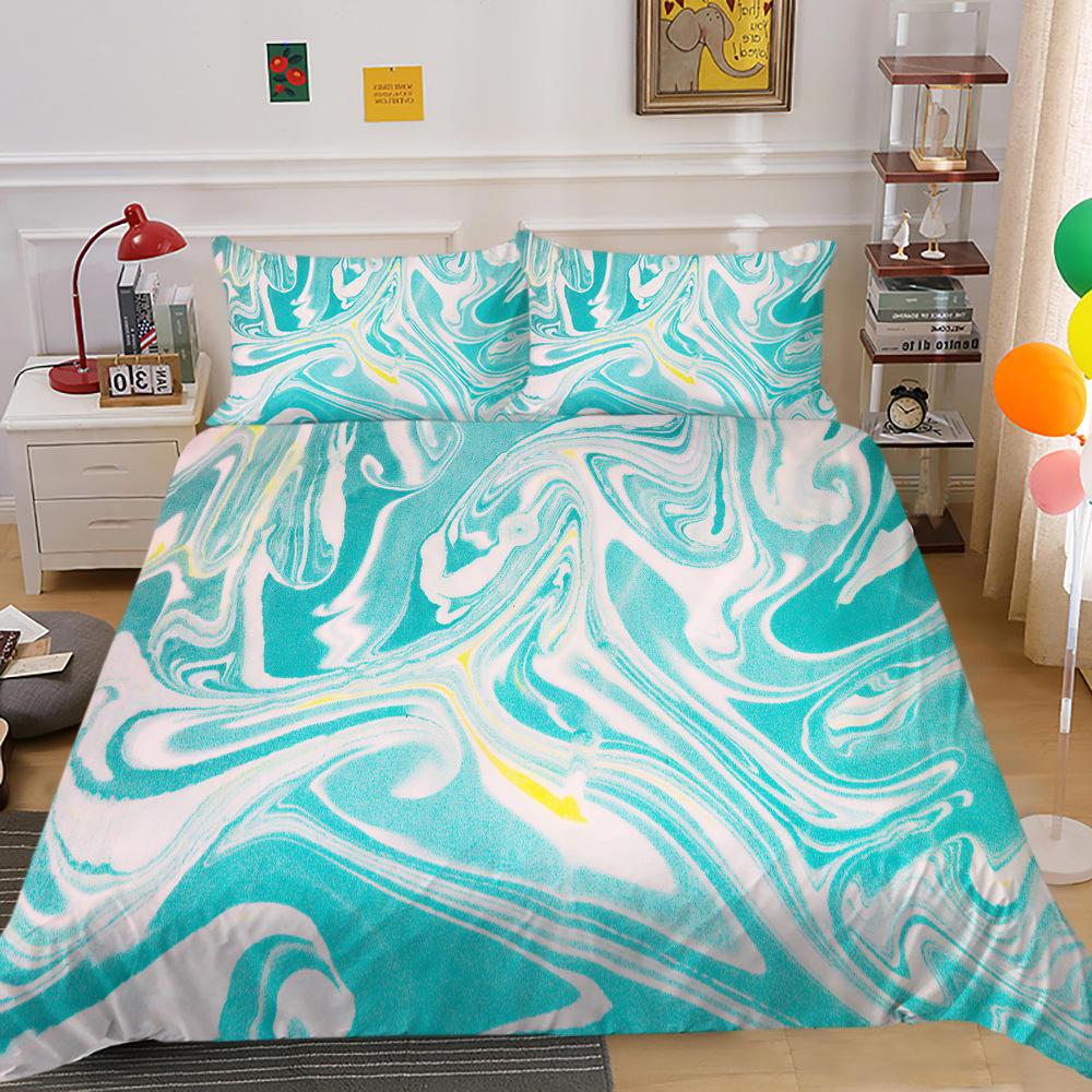 Source Factory Quilt Cover Pillowcase Two Or Three-Piece Set Marble 3D Digital Printing Polyester Fabric