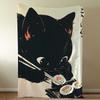 Blanket Throw Black Super Cosy Plush Living Sushi Room Sofa Couch Childish Birthday Cat Gifts