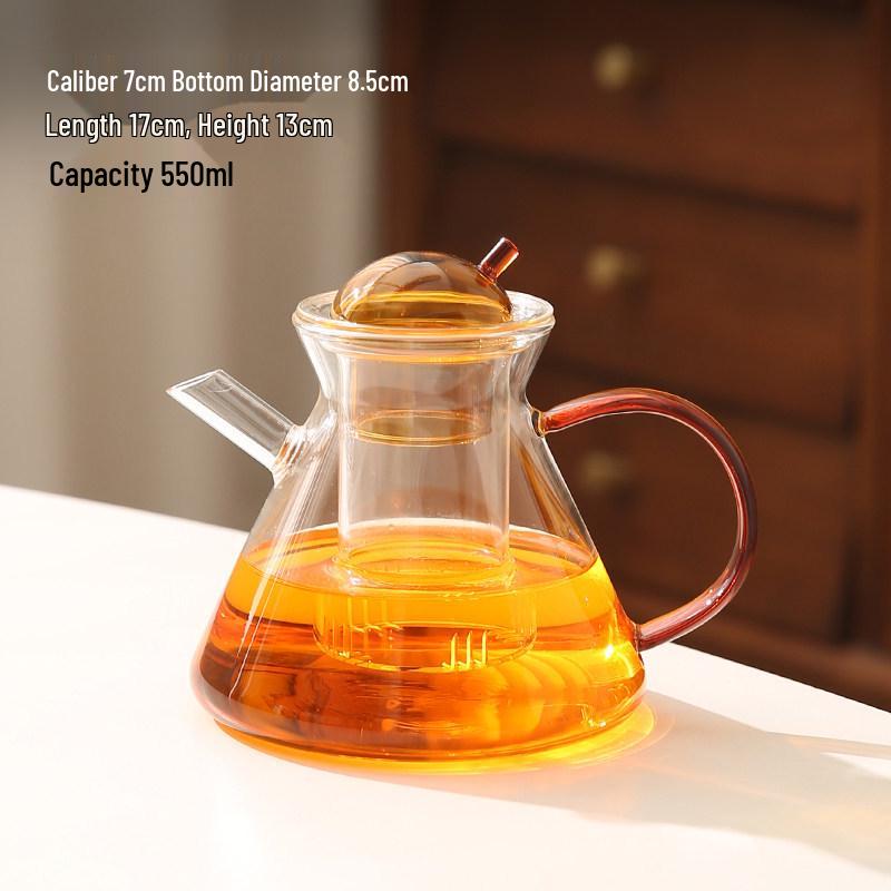 High-Temperature Resistant Glass Teapot & Tea Cup Set with Candle Warmer for Home Use 550ml