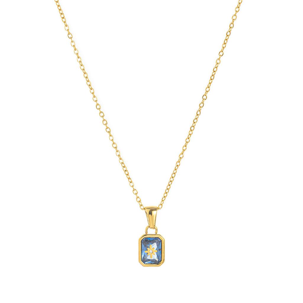 Birthstone Zodiac Necklace With Titanium Steel Pendant For Women And Men