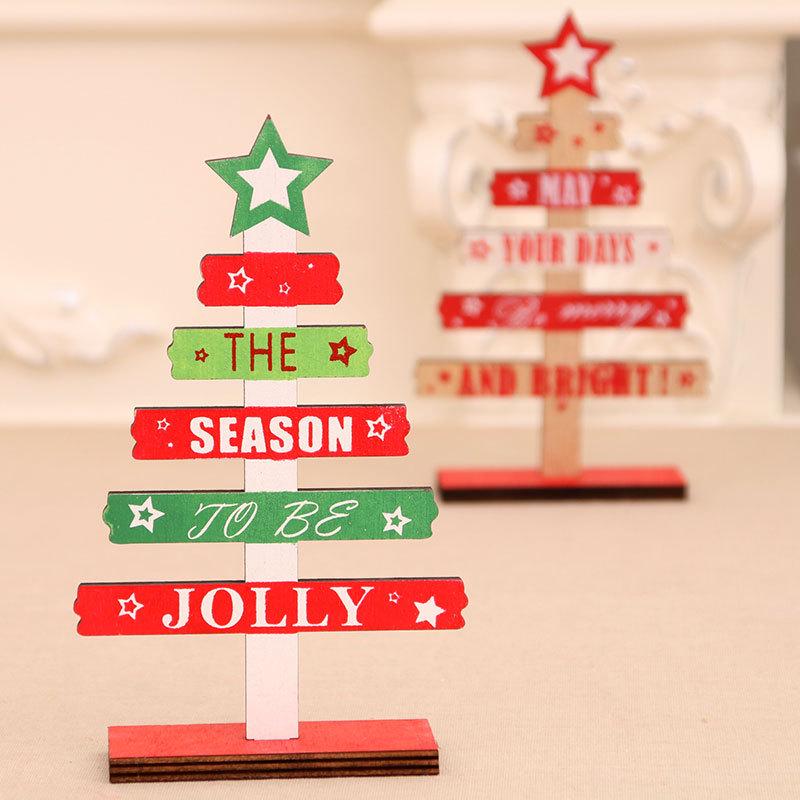 DIY Wooden Christmas Decorations: Mini English Letters Tree Ornaments for Office Desktop