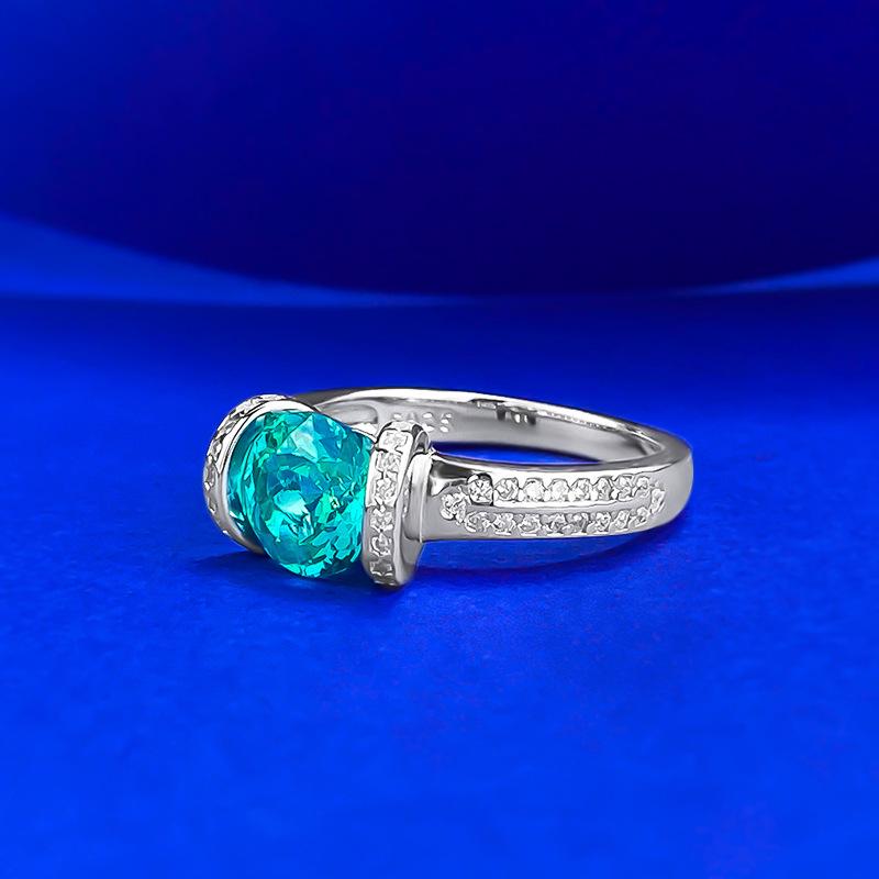 Inel MooKing Jewelry Argint S925 Diamant Culoare Paraiba Rotund