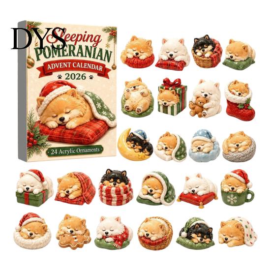 Acrylic Hanging Decorations Dog Advent Calendars 2026, Cute 24 Days Christmas Countdown Tree Pendant Calendar, 2D Collectible Figures for Lovers,