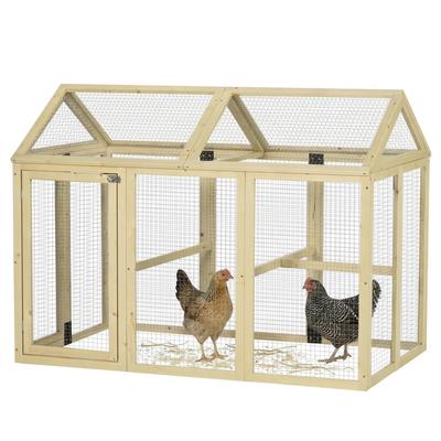 Large Chicken Run, Wooden Chicken Coop, with Combinable Design - Natural Wood Finish