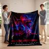 Futuristic Noir Theme with Glowing Weapons, Characters, and a Sleek Car. for All Seasons Blanket Lunch Break Throw Gift