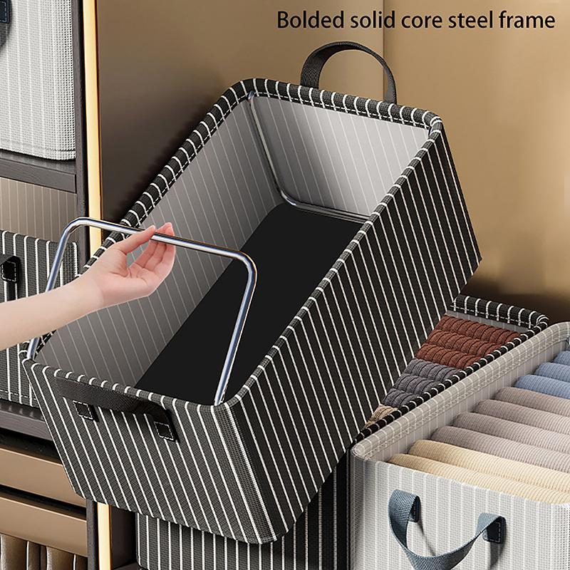 1pc Household Foldable Clothes Storage Box With Steel Frame Storage Box T-shirts And Trousers Storage Box