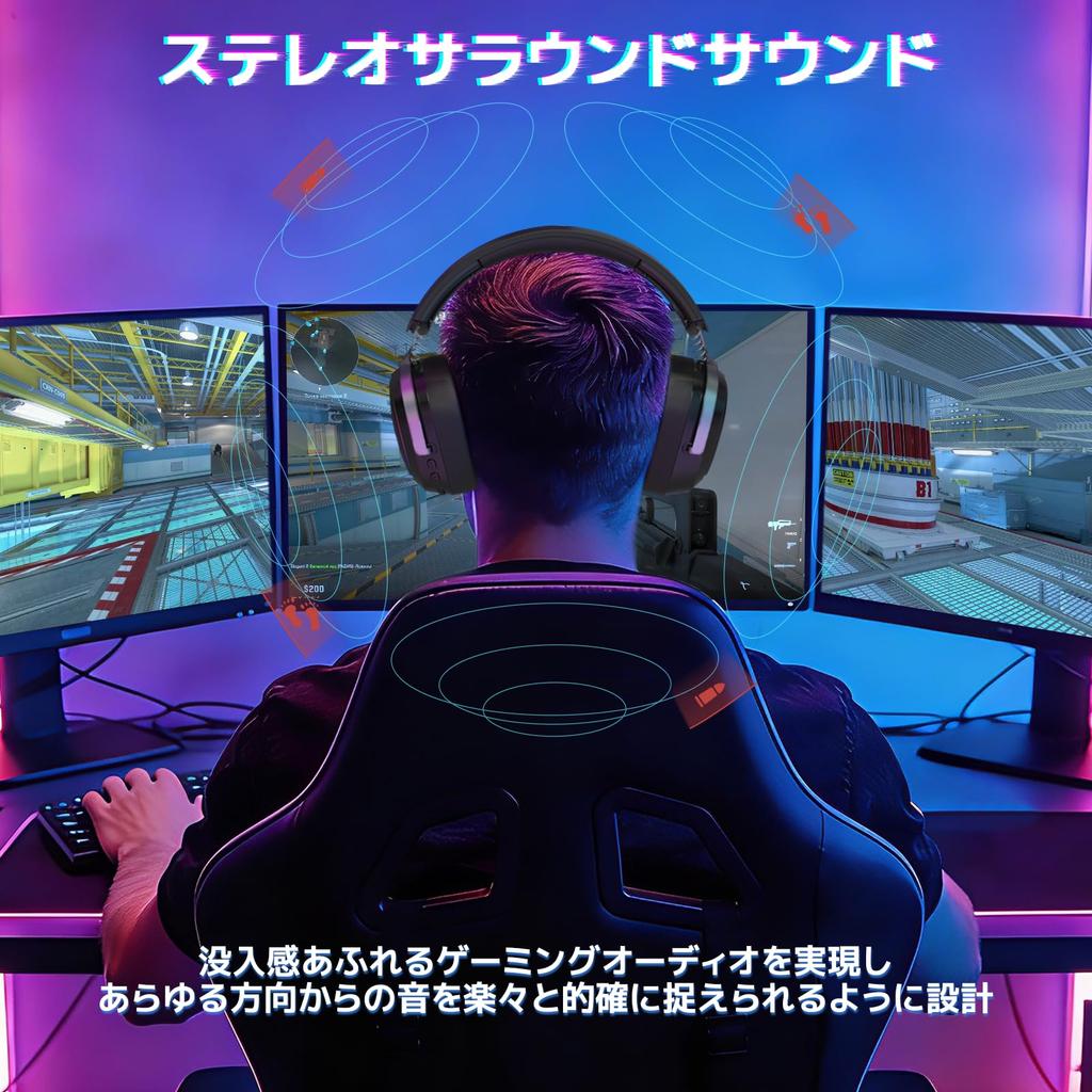 ATTACK SHARK G800 Wireless Gaming Headset, 7.1 Surround Sound, 3-Wire Connection (Bluetooth2.4GWired), Low Latency 20mS, AI Noise-Canceling