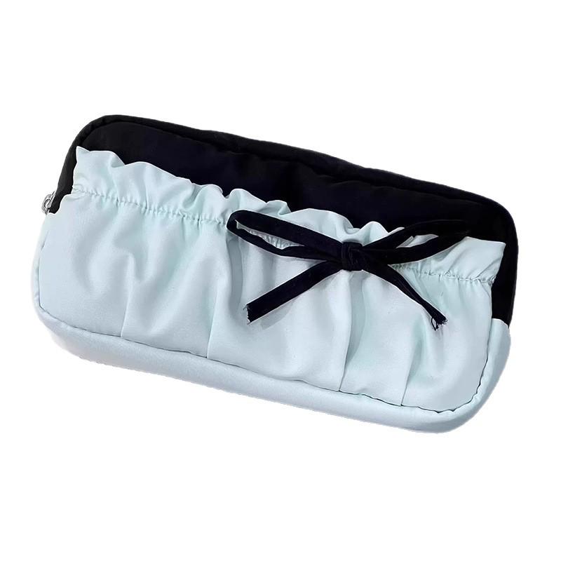 Black Butterfly Pencil Case with Sea Salt Design - Large Capacity Double Layer Stationery Bag for Girls