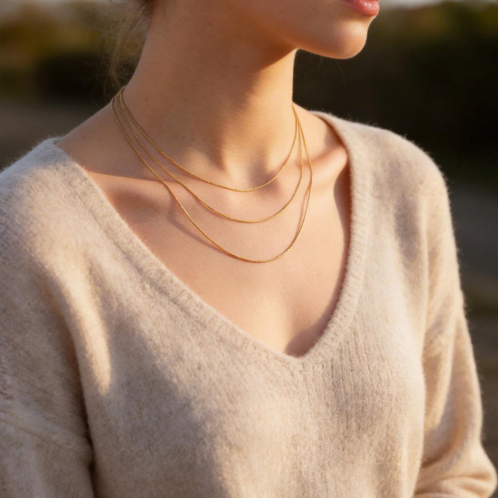 Vnox Minimalist Trendy 1mm Gold Plated Round Snake Chain Necklace Stainless Steel Link Chain Necklace Gifts Jewelry No Fade