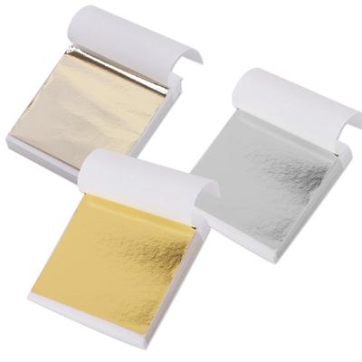 100pcs Art Craft Design Paper Sheets Gold Silver Leaf for Gilding Funiture Lines Wall Crafts Home DIY Decoration Wedding Party