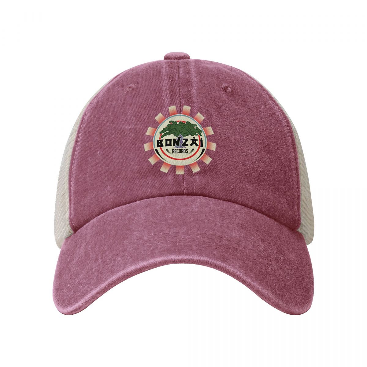 

Bonzai War Japan Mesh Baseball Cap Bonzai Records Unisex Adult Custom DIY Trucker Hat Summer Tennis Skate Adjustable Snapback Cap One Size