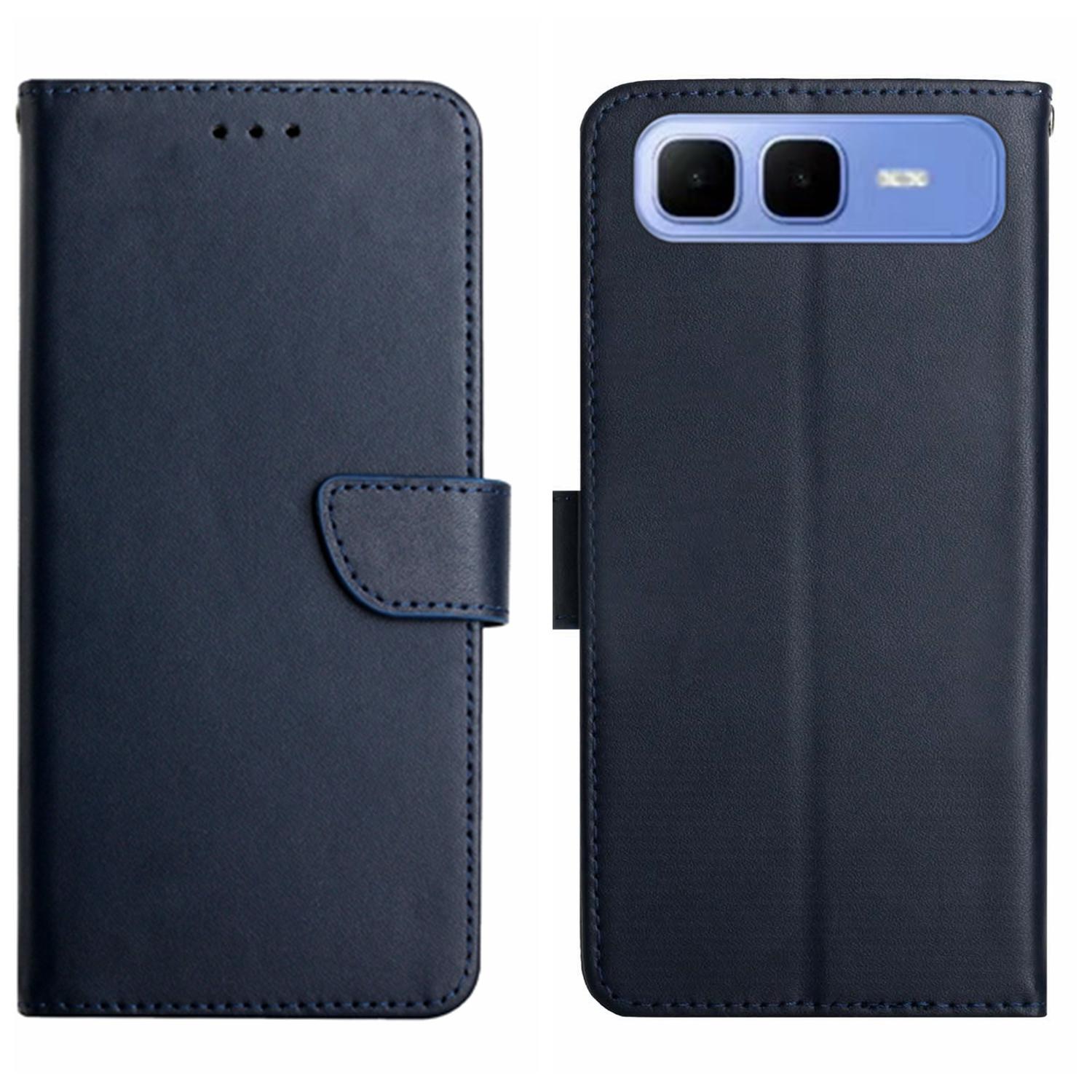 

For Infinix Smart 10 Plus Case Genuine Cow Leather Phone Cover Nappa Texture Blue