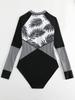 Women's Swimsuit Long Sleeve Surfing Suit Zipper Style Swimsuit One-piece Swimsuit  Printed  Bikini