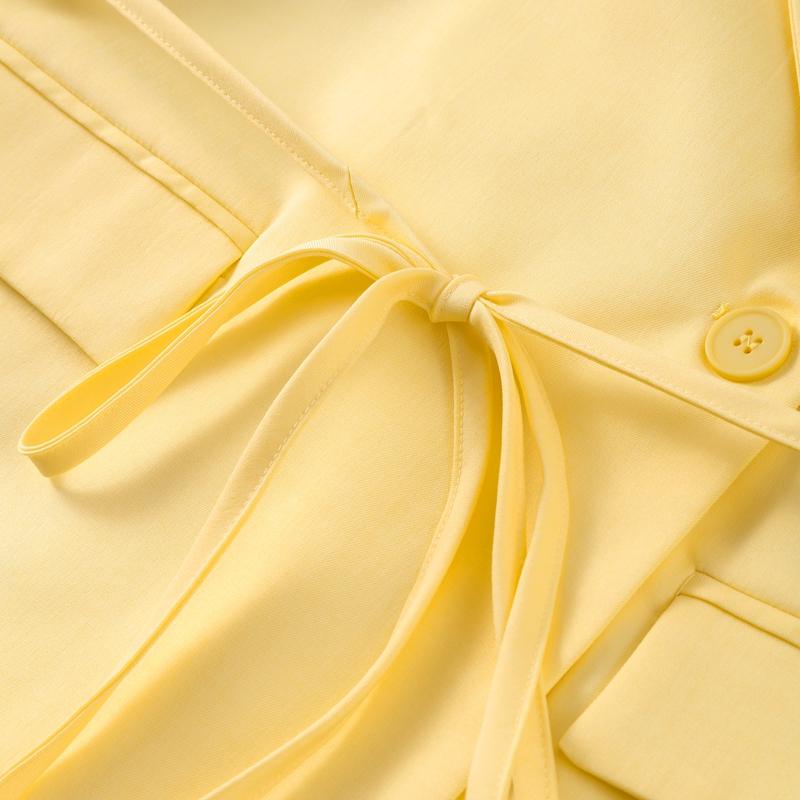 Lace Up Shoulder Pad Blazer Coat Women Elegant Turn-down Collar Long Sleeve Pockets Slim Fit Coats Chic Ladies Commute Outerwear