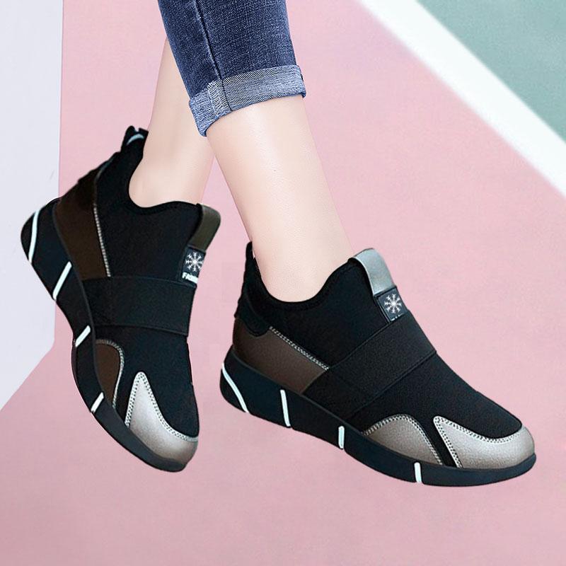Cloth shoes winter velvet warm two cotton shoes soft sole all black shoes
