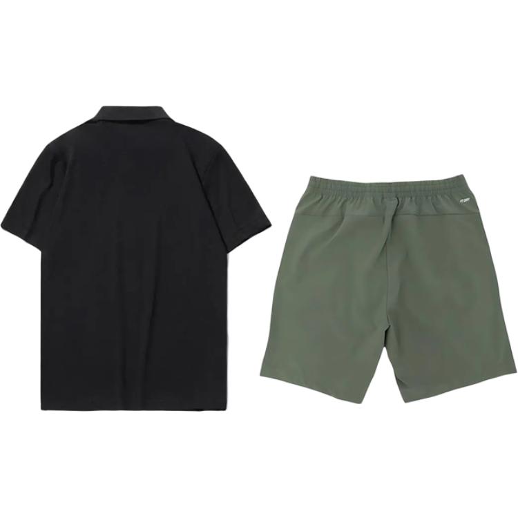 Li-Ning Minimalist Embroidered Versatile Polo Short Sleeve Comfortable Five-Point Pants Casual Sports Suit Unisex Suit YPLT027-1+YKSV147-1