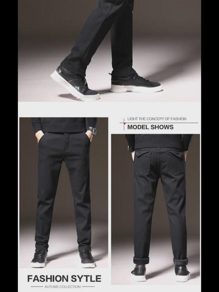 Men's Slim Fit Velvet-Lined Business Casual Pants - Stylish, Comfortable, and High-Quality Trousers
