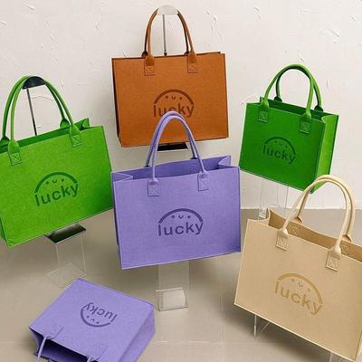 Borsa a Mano Moderna in Feltro di Grande Capacità - Borsa da Shopping Versatile ed Elegante con Design a Lettere