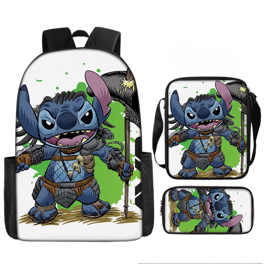Disney Stitch School Backpack Oxford Cloth Lightweight Breathable Bookbag For Kids