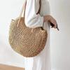 Women Boho Woven Handbag Summer Beach Tote Straw Bag Round Rattan Shoulder Bag