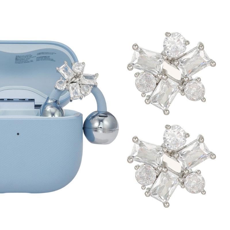 Fashion Geometric Earphone Clips Full Zircons Studded Crystal Designs Accessories Easy Installation for Decorations