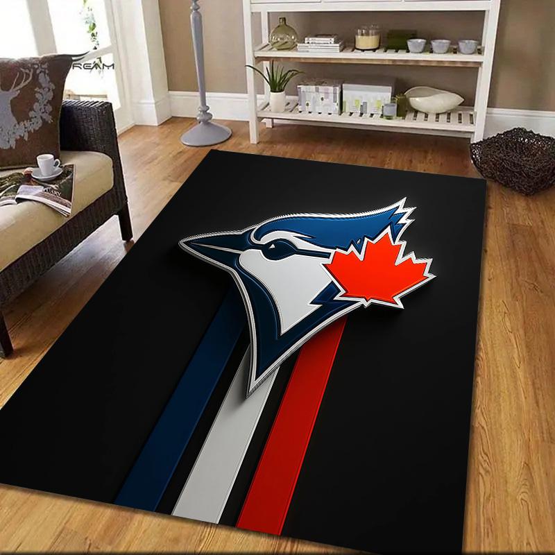 Čtvercový koberec s flanelovým vzorem Toronto Blue Jays, Kusový koberec, Koberec pro obývací pokoj, ložnici, pohovku, hernu, Protiskluzová podložka