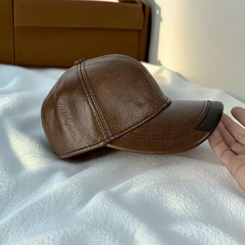 

Мужская бейсболка из натуральной кожи - С запаянным краем, из коровьей кожи, стильная для мужчин среднего и пожилого возраста, модная на весну-зиму. One Size коричневый