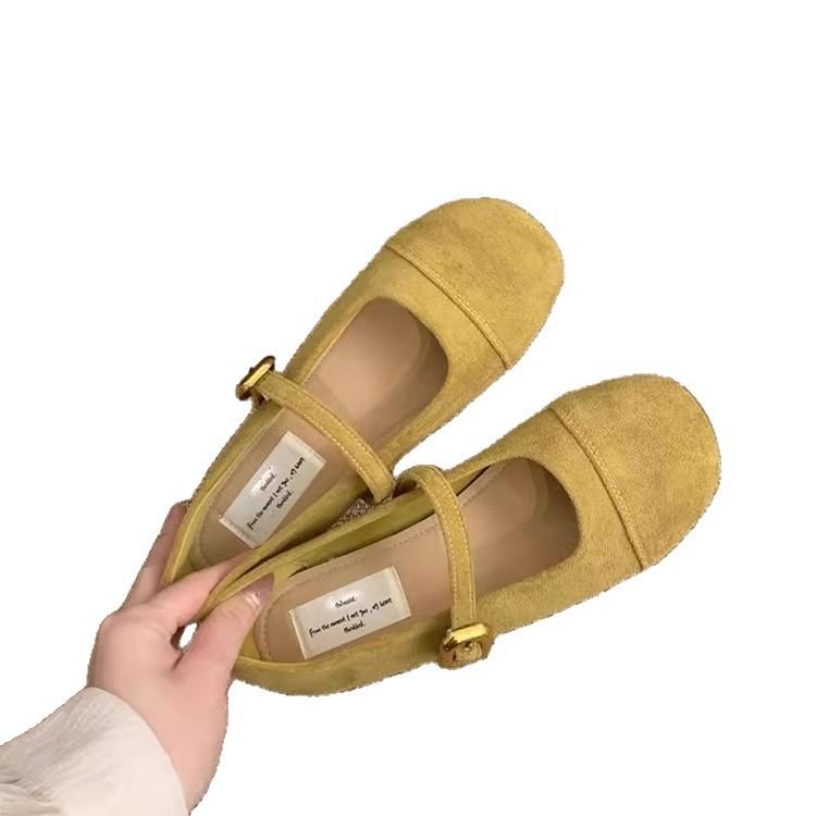 Light mouth red single shoes girl 2025 spring and autumn new retro gentle fairy suede Mary Jane shoes flat beanie shoes
