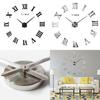 Elegante 3D DIY Römische Ziffern Luxus Spiegel Wandaufkleber Uhr Für Heimdeko