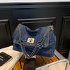Vintage Washed Denim Chain Underarm Bag Tote Bag