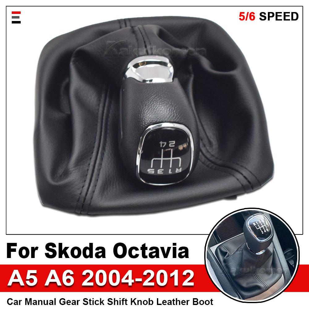 Manual 5/6 Speed For Skoda Octavia A5 A6 2004 2005 2006 2007 2008-2012 Car Stick Gear Shift Knob With Leather Boot Car-Stying